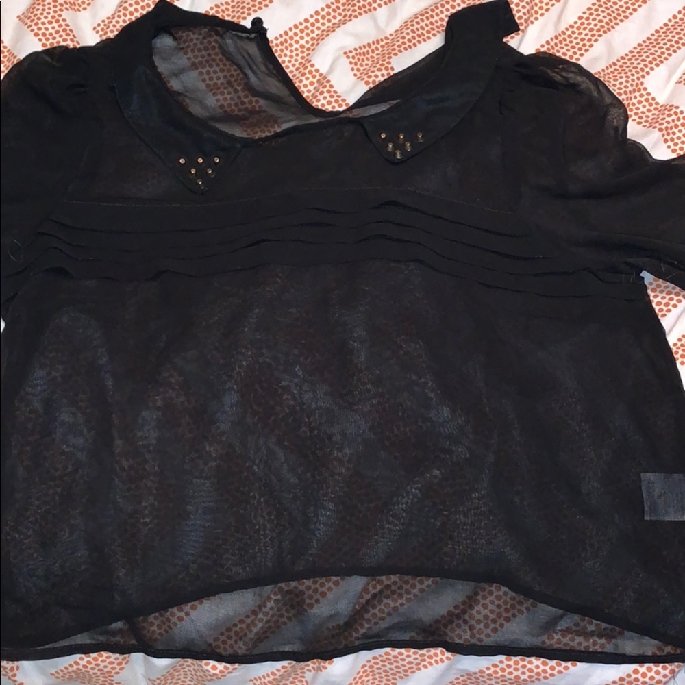 Black mesh blouse